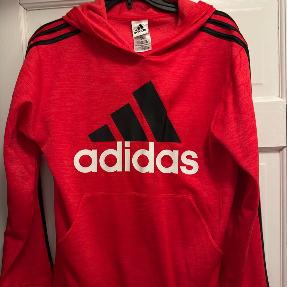 Adidas Scarlet Hoodie with Ebony Accents